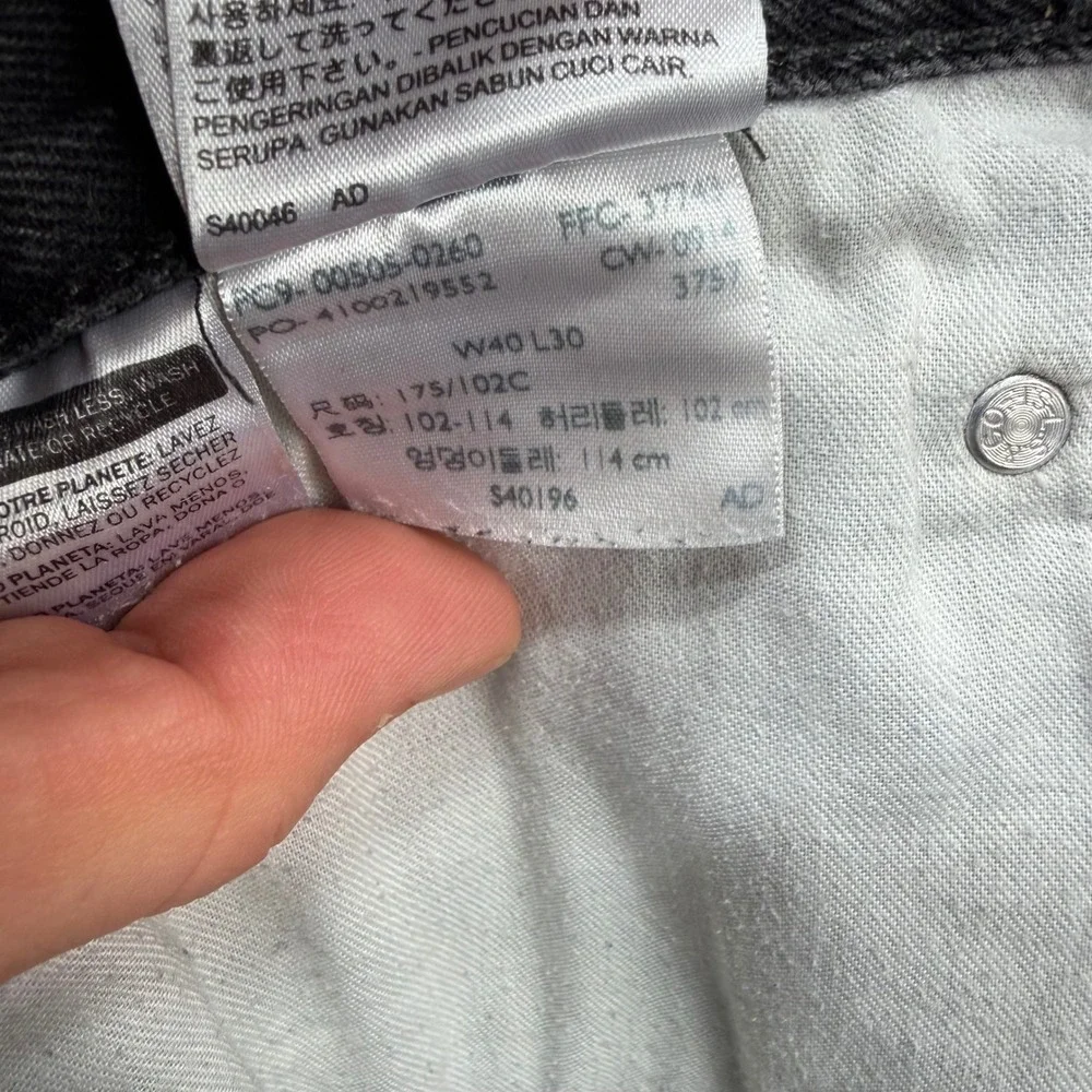 Levis‎ 505 Regular Fit Jeans Mens 40x28* Black Denim Pants Faded Straight Work